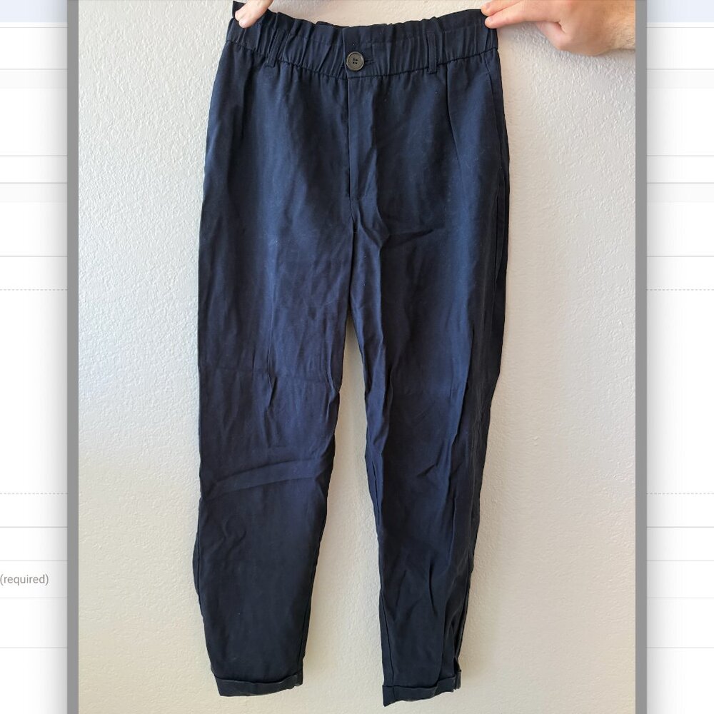 Zara Navy Dark Blue Paperbag Pants (M)